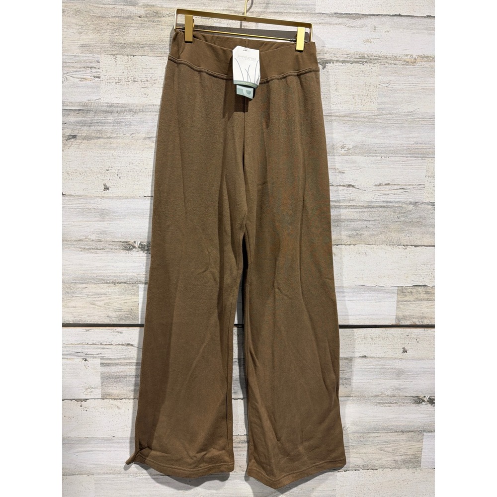 Sweetgrass Wide Leg Lounge Pants Women Small Brown High Waist NWT